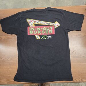 In-N-Out Burger 75 Years Graphic T Shirt Black Made USA Large 1948-2023 PromoTee